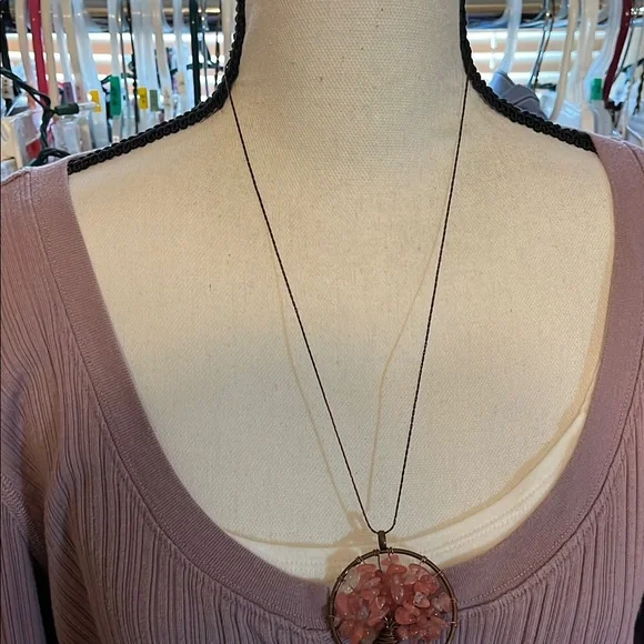 Elegant peach Tree of Life copper wire Pendant Necklace - Picture 5 of 8